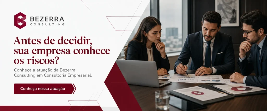 Profissionais analisam riscos de uma operação empresarial antes de investimento ou aquisição.
