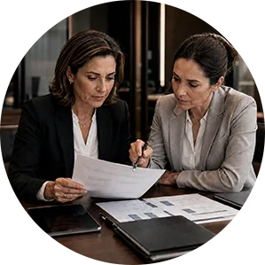 Profissionais analisando documentos para identificar direitos e obrigações civis