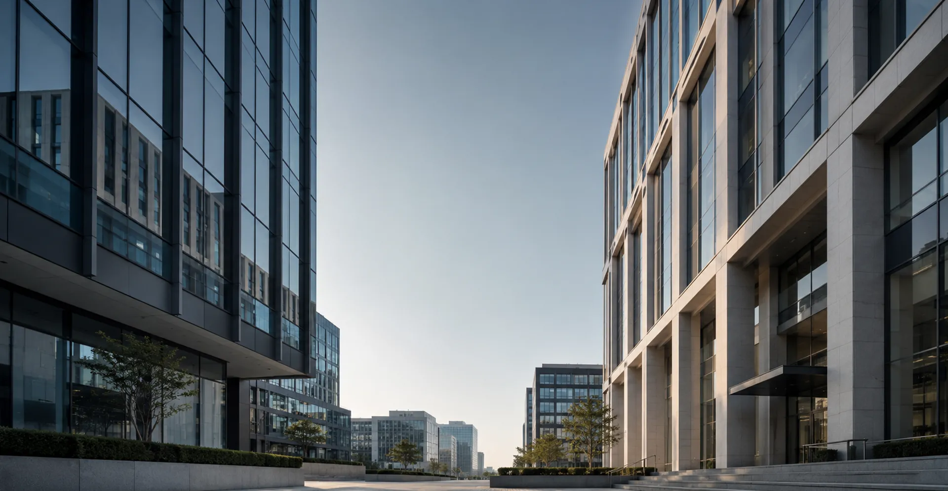 Arquitetura corporativa representando conexões entre diferentes jurisdições no Direito Internacional