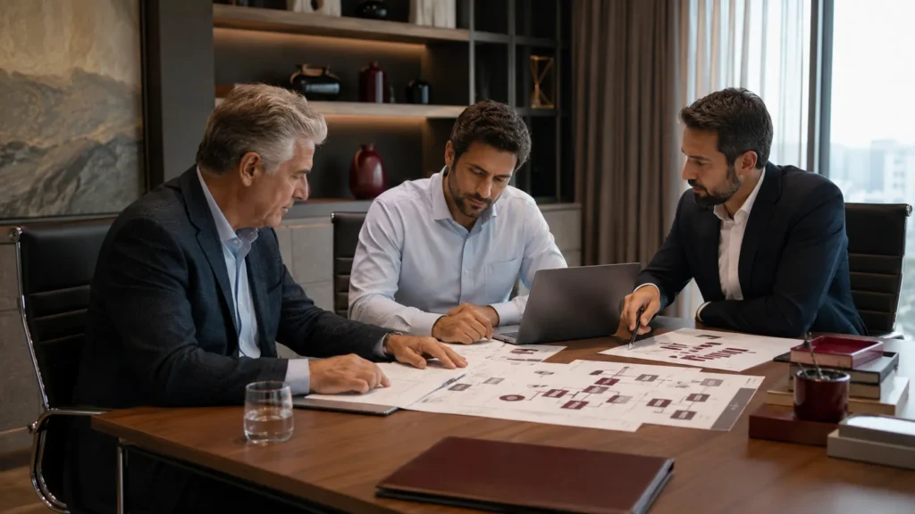 Fundador, sucessor e consultor analisam estrutura societária e riscos de continuidade empresarial.