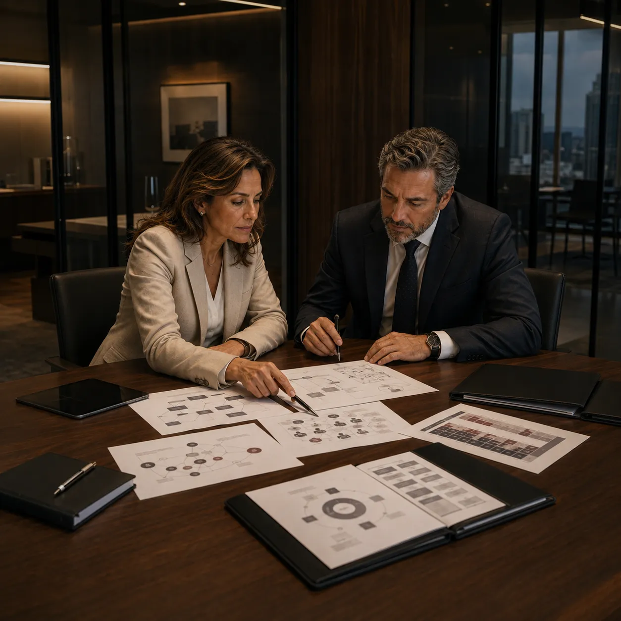 Executivos analisando estruturas, riscos e prioridades no Projeto Blindar da Bezerra Consulting